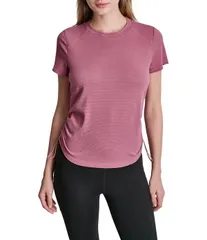 ダナキャラン レディース トップス Tシャツ クルーネック ギャザー メッシュ DKNY Sport by Donna Karan Overtimesh Crew Neck Short Sleeveのサムネイル