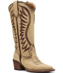 スティーブ マデン レディース シューズ ブーツ・レインブーツ デニム ヒール Steve Madden Albany Denim Western Block Heel Mid Calf Bootsのサムネイル