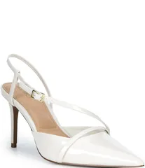 アルド レディース シューズ ヒール アシンメトリー ALDO Womens Ellsie Patent Asymmetrical Slingback Pumpsoft White ホワイトのサムネイル
