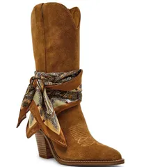 スティーブ マデン レディース シューズ ブーツ・レインブーツ スエード Steve Madden Sally Scarf Suede Mid Calf Western Boots Chestnutのサムネイル