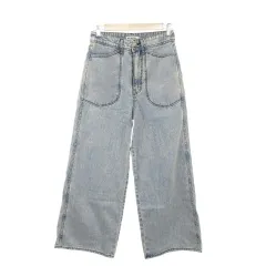 ミルクフェド MILKFED. デニム ジーンズ M 青 ブルー インディゴ 長ズボン ワイドレッグ パッチポケット /MN43 ■GY99のサムネイル