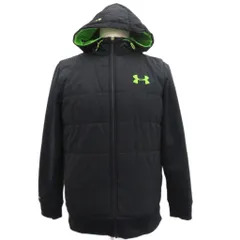 アンダーアーマー UNDER ARMOUR 中綿ジャケット 上着 ミドル丈 L 黒 フード付 無地 ジップアップ /SY60 ■ECC004のサムネイル
