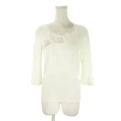 ランバン LANVIN ニット セーター 白 ホワイト 七分袖 リボンモチーフ ラウンドネック /AO34 ■GY99のサムネイル
