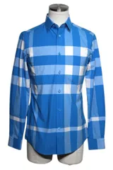 BURBERRY バーバリー チェック柄シャツ メンズXS ブルー 水色 8065973 【中古】【200】のサムネイル