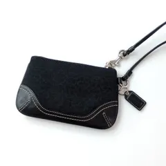 ◯ COACH コーチ シグネチャー リストレット ポーチ キャンバス レザー /27Nのサムネイル