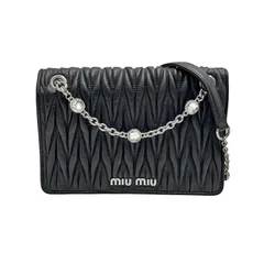 MIUMIU ミュウミュウ マテラッセ チェーン ショルダーバッグ 5BP065 ブラック シルバー金具 レザー キルティング クリスタル ストーン ビジュー装飾 レディースのサムネイル