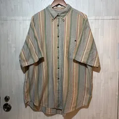 LANDS' END ランズエンド マルチストライプ 半袖ボタンダウンシャツ XL ビッグサイズのサムネイル