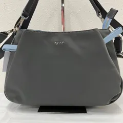 7268　【美品】　agnes b. 　アニエスベー　2way　ショルダーバッグ　トートバッグ　ハンドバッグ　グレー　ライトブルー　水色　OAS14-02　レディース　小さめ　ミニ　ナイロン　レザー　ポケット多数のサムネイル