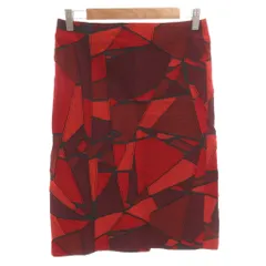 イッセイミヤケ ISSEY MIYAKE 銀タグ スカート ひざ丈 赤 レッド パッチワーク /FFのサムネイル