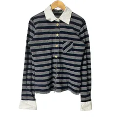 マックスマーラ ウィークエンドライン MAX MARA WEEKEND LINE 長袖 シャツ ボーダー 金釦 M グレー ■GY06のサムネイル