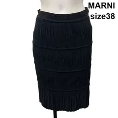 ◆ マルニ MARNI スカート ひざ丈 異素材 ウエスト総ゴム ランダムプリーツ シャーリング グレー 毛 38 S 7号 レディース S6I756のサムネイル
