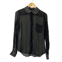 ブラックコムデギャルソン BLACK COMME des GARCONS シアーシャツ ドットカラー ブラウス 長袖 AD2010 M ブラック 1G-B016のサムネイル