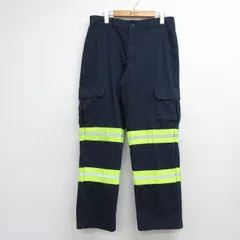 W32/古着 レッドキャップ ワーク カーゴ パンツ メンズ リフレクター ネイビー 26jul31のサムネイル