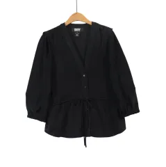 DKNY ディーケーエヌワイ ジャケット M ブラック Vネック シャーリング ジャケットのサムネイル