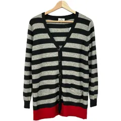 LANVIN en Bleu(ランバンオンブルー) カーディガン サイズ38 M レディース美品  - 黒×ライトグレー×レッド 長袖/ボーダーのサムネイル