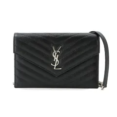 新品同様 サンローラン SAINT LAURENT カサンドラ エンベロープ チェーン ウォレット 長財布 レザー ブラック 742920 90331015のサムネイル