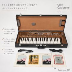 Casio Casiotone 501 Electronic Keyboard, Electronic Organ, Vintage Retro Style, Rhythm Function, Wood Grain Finish, Collectible Keyboard Instrument, Hard Case Included
