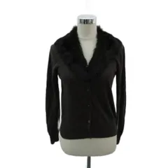 ダナキャランニューヨーク DKNY ニットカーディガン P/S ダークブラウン ファー襟 ミドル丈 /HO36 ■ECC007のサムネイル