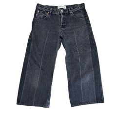 BALENCIAGA バレンシアガ デニム パンツ ボトムス センタープレス ワイドシルエット コットン ブラック (サイズ34) 高級感 上品 ブランド ファッション レディース メンズ カジュアル フォーマルのサムネイル