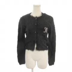 ジューシークチュール JUICY COUTURE カーディガン S 黒 ブラック 長袖 シャギー ロゴ刺繍 ラインストーン /AH36 ■GY99のサムネイル