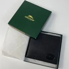 ○ 未使用.LONGCHAMP/ロンシャン、２つ折り財布、本革、ブラック　　X90のサムネイル