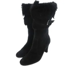 トラサルディ TRUSSARDI ミドルブーツ ファー 21.5cm 黒 ブラック /UO ■GY62のサムネイル