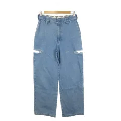 ディッキーズ Dickies デニムパンツ ジーンズ サイドカット ダメージ加工 テーパード L 青 ブルー /AH28 ■GY99のサムネイル