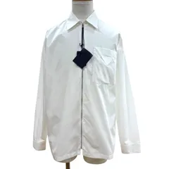未使用品▼PRADA プラダ SC540 コットン100% トライアングルロゴ 三角プレート ジップアップ シャツジャケット ホワイト M 正規品 メンズのサムネイル