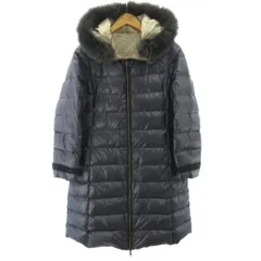 ランバンオンブルー LANVIN en Bleu 美品 近年 リバーシブル ダウンジャケット ロング フォックスファー 紺 ネイビー ベージュ 38 約M 3906115のサムネイル