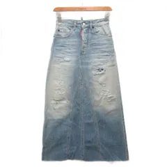 ディースクエアード DSQUARED2 デニムスカート フレアスカート ミモレ ロング ダメージ加工 ボタンフライ 34 インディゴ S72MA0891のサムネイル