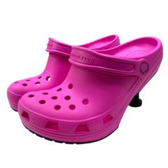 未使用 BALENCIAGA バレンシアガ×Crocs Madame 80MM クロックス マダム ミュール パンプス 677390 W1S8E ラバー ピンク (サイズ37 約24cm) 高級感 上品 ブランド シューズ メンズ レディース カジュアルのサムネイル