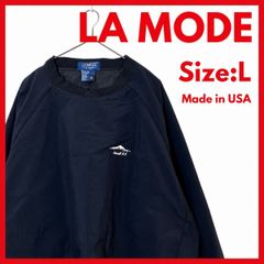 【美品】USA製　古着　薄手中綿　ナイロン　プルオーバー　メンズ　ブラック　L