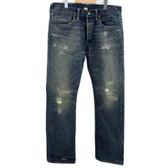 ダブルアールエル RRL ダメージ加工デニムパンツ 32×32サイズ RN #41381 ブルー メンズのサムネイル