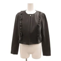 ルネ Rene ノーカラージャケット シングル フェイクレザー フリル 36 茶 ブラウン /JS ■GY60のサムネイル