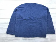 レリアン Leilian レトロ トラッド メランジ 袖リブ切替 畦編み ニットセーター プルオーバー レディース ウール混合 9号 青系のサムネイル