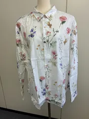 【クリーニング済・高級ライン】ポールスミスコレクション 水彩 ボタニカル フラワー 総柄 長袖シャツ 白マルチ XLのサムネイル