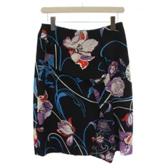 エミリオプッチ EMILIO PUCCI タイトスカート ひざ丈 花柄 シルク I44 黒 /BMのサムネイル
