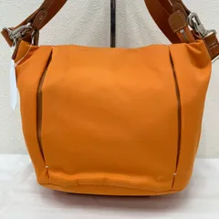 7269　HUNTING WORLD　ハンティングワールド　ショルダーバッグ　オレンジ　レディース　ナイロン　レザーのサムネイル