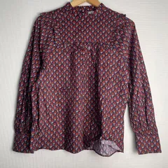 Dot and Stripes CHILD WOMAN ドットアンドストライプスチャイルドウーマン 総柄ブラウス 花柄ブラウス 長袖 コットン100% 日本製 ギャザー フリーサイズ　NC107のサムネイル