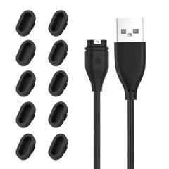 【1+10セット】 MoKo ガーミン用 充電ケーブル 充電ポート防塵プラグ チャージケーブル1枚とプラグ10枚 1m充電器 Blackのサムネイル
