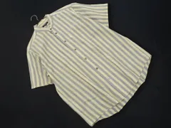BURBERRY バーバリー ロンドン リネン混 ストライプ バンドカラー シャツ sizeL/グレーｘ黄 ■◆ メンズのサムネイル