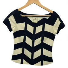 Sybilla(シビラ) 半袖カットソー サイズ40 XL レディース美品  - 黒×アイボリー Vネック/ストレッチのサムネイル