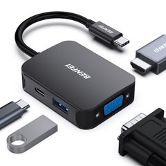 BENFEI USB-C 다기능 어댑터 HDMI/VGA/USB3.0/100W PD 충전 대응 Thunderbolt3/4 호환 iPhone15 Pro/Max·MacBook Pro/Air 2023·iPad Pro·iMac·Galaxy ...