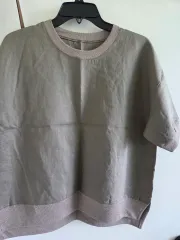 リネン 半袖 Tシャツ カーキ ブラウンのサムネイル