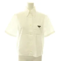 プラダ PRADA ポプリンシャツ ブラウス ボタンダウン トライアングルロゴ 38 白 ホワイト P419G /CX ■OSのサムネイル