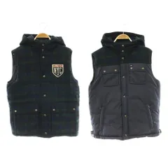 トミーヒルフィガー TOMMY HILFIGER リバーシブルダウンベスト アウター フーディ チェック 紺 ネイビー 緑 グリーン /CX ■OSのサムネイル
