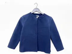HELIOPOLE エリオポール 訳あり 金ボタン ノーカラー ニット ジャケット size38 M/紺 ■■レディースのサムネイル
