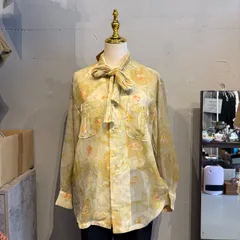 要S　【東あずま店 併売品】 レトロ　シフォン　黄色　イエロー　からし色　マスタード　YELLOW　ブラウス シャツ トップス　レディース　blouse　shirt　Tops　ladiesのサムネイル