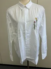 【クリーニング済・両面刺繍】ポールスミスコレクション フローラル エンブロイダリー 花柄 長袖シャツ 白 XL クリーニング済のサムネイル