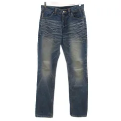 モルガンオム MORGAN HOMME デニムパンツ ジーンズ M 青 ブルー ウォッシュ加工 ストレートレッグ フルレングス /NL ■ECF004のサムネイル